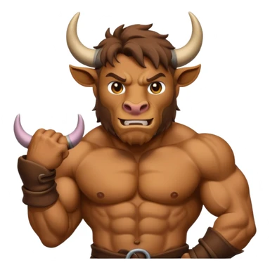 An emoji of a Cretan Minotaur. It has the body of a man and the head of a bull. sticker