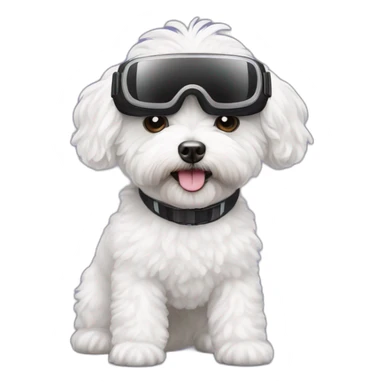 White maltipoo with vr sticker
