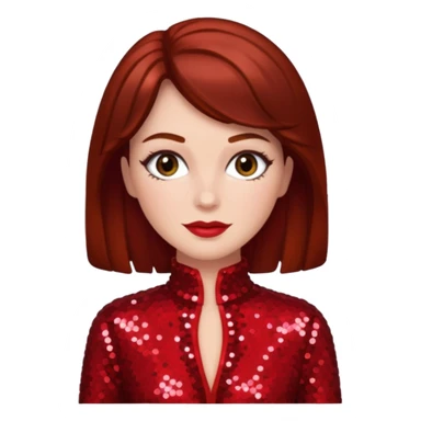 Carol Lawrence with dark auburn hair, red sequin outfit sticker