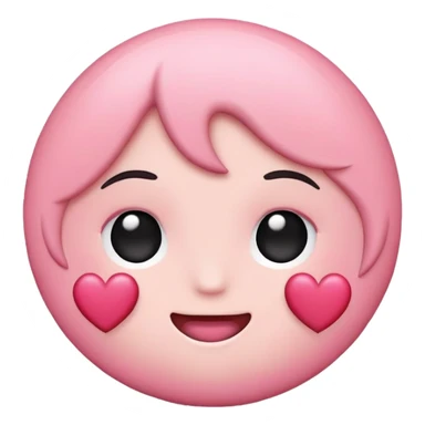 Blush emoji with hearts around it sticker