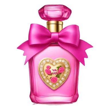 Viva la juicy parfume with a pink bow and gold writing with roses on the bottle sticker