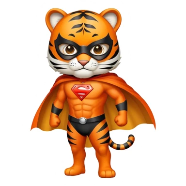 Superhero tiger with cape and mask sticker