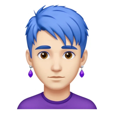 blue haired man with purple earrings sticker