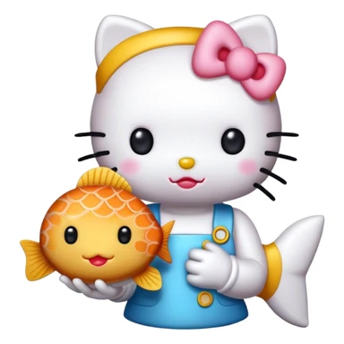 hello kitty with fish cake sticker