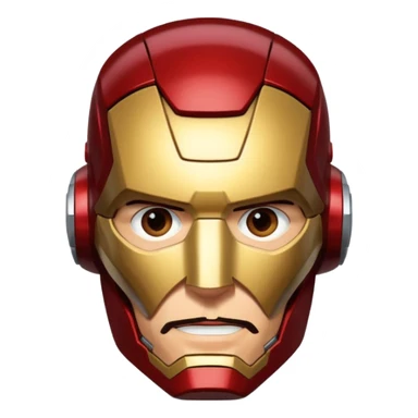 Iron Man helmet off, Tony Stark's face visible, confident expression sticker
