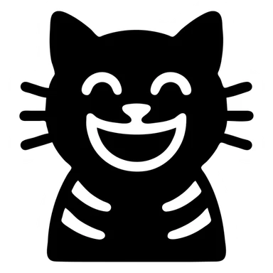 a laughing tabby cat, simple and bold, clear facial features, happy sticker