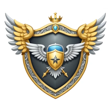 holy emblem with silver wings and shield in the middle sticker