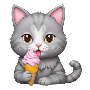 baby grey cat with icecream sticker