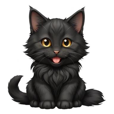 cinematic-yawning black-maine-coon-kitten-portrait-emoji,-head-tilted-playfully-and-inquisitively,-sleek--black-fur,-simplified-yet-adorable-features,-highly-detailed,-glowing-with-a-warm,-friendly-glow  sticker