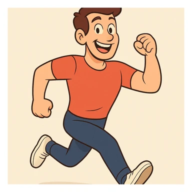 a healthy person, vibrant and active, cartoon style sticker