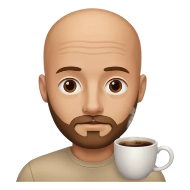 men with coffee no hair, a little beard and no wrinkles sticker