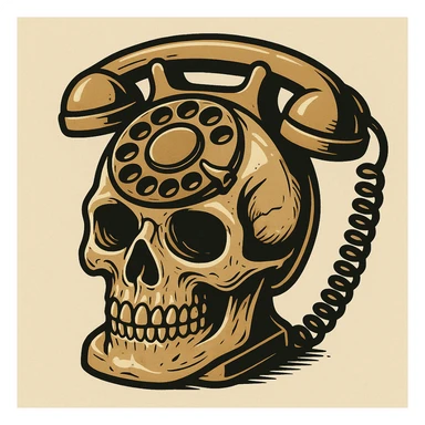 a creative fusion of a skull combined with a telephone sticker