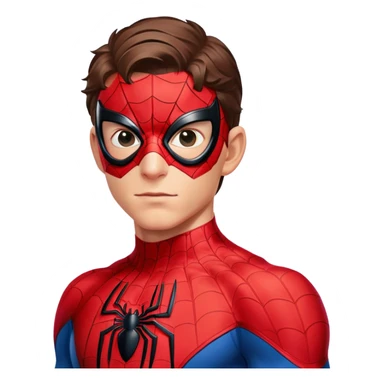 Tom Holland as Spider-Man with mask half off sticker