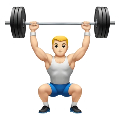 Emblem symbolizing weightlifting, featuring a barbell with heavy weights on either side, lifted above a strong, determined figure. The design conveys strength, focus, and the precision required in the sport. The barbell is centered, with a dynamic, bold style to emphasize power and athleticism.  sticker