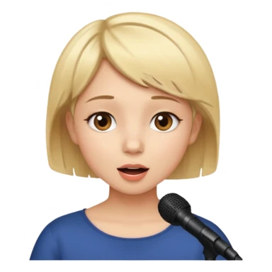 Crea una chica cantando con pelo rubio corto con ojos cafes  sticker