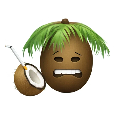 coconut with a cigarette in its mouth and a hula skirt on  sticker