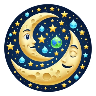 moon with spinning alchemy symbols dizzy sticker