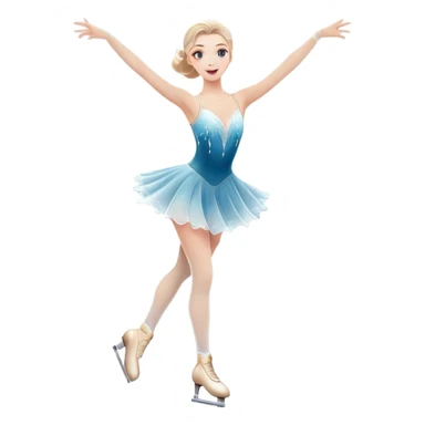A grand ice rink palace with shining spotlights and cheering spectators in the stands. A graceful figure skater performing a spin on the ice. Transparent background highlights the elegance and artistry of figure skating sticker