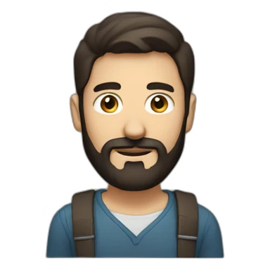 A stoned computer programmer with dark brown hair and beard sticker