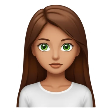 beautiful woman, tan skin, green eyes, straight long brown hair, model, white top sticker