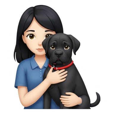 girl with long black hair hugging a black Cane Corso dog sticker