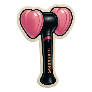 BLACKPINK lightstick, retro sticker style, bold outlines, black and pink colors, playful and vibrant, K-pop fan vibe sticker