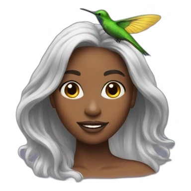 Black women with long hair and humming bird sticker