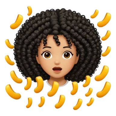 black kinky curly hair falling off with exclamation marks sticker