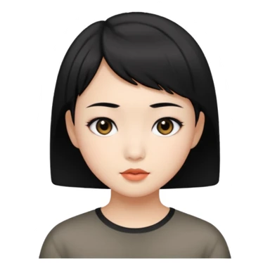 Asian pretty girl with black color short hair and black eyes sticker