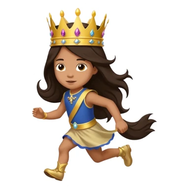 I want a royal child with dark brown long hair running sticker