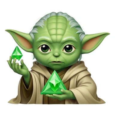 yoda holding a green mystic hollow triangle sticker