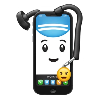 UN EMOJI DE UN CELULAR CON EL NOMBRE DE LA MARCA LLAMADA MONARQ  sticker