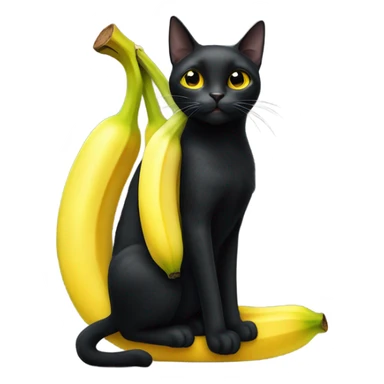 Black cat holding a banana sticker
