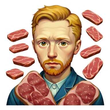 portrait of van gogh painting spam meat painting  sticker