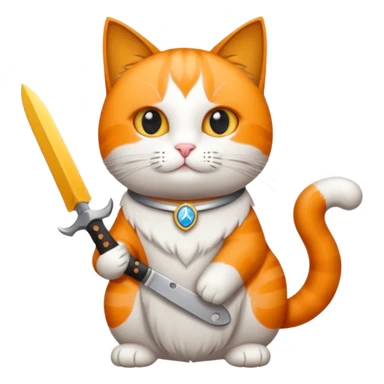 Gatto carino con il coltello in mano e stelline attorno sticker