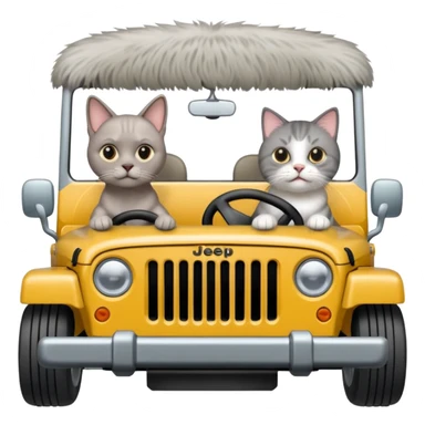 weimaraner dog and Persian cat in a jeep  sticker