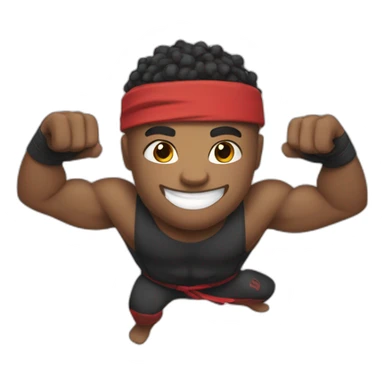 Ninja Warrior Athlete grabbig a bar with one hand smiling sticker