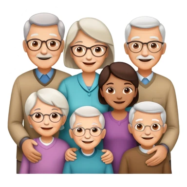 multigenerational family with grandparents, parents and children sticker