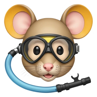 a mouse head with a scuba mask and snorkel in its mouth sticker