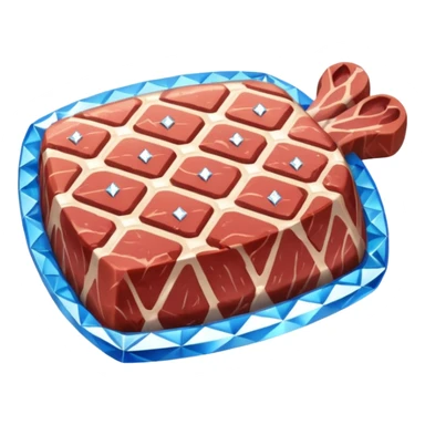 Meat with diamond textur and blue color sticker