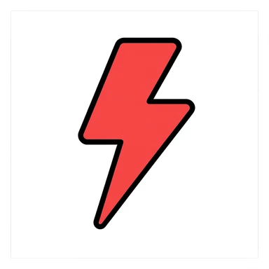 red Flash lightning bolt symbol, simple and iconic, transparent background sticker