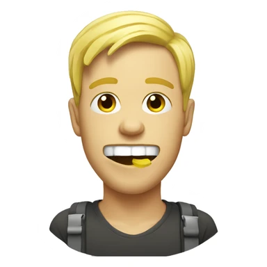 blonde guy with banana in mouth sticker