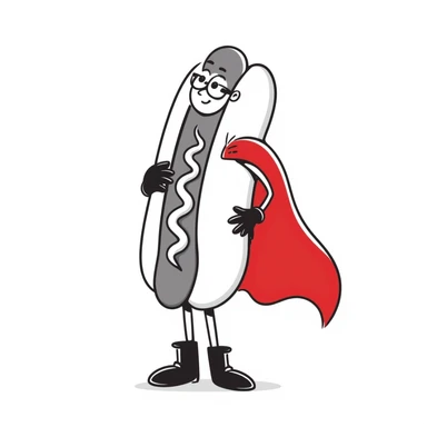 hot dog wearing a red cape sticker