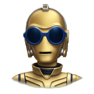 C-3PO wearing a pair of navy-blue heart shaped sunglasses  sticker