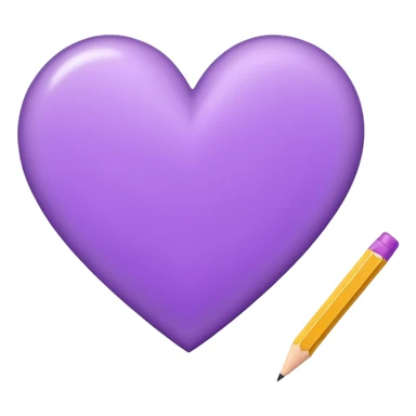 paper with emptu Hand drawn purple heart contour  with pencil sticker
