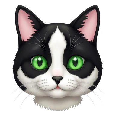 Short tuxedo cat green eyed sticker