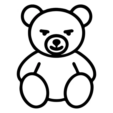 red teddy bear smirking, bold lines, cartoonish sticker