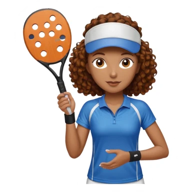 Pickleball player female brown curly hair sticker