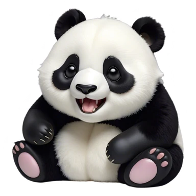 Cinematic Cute Yawning Panda Portrait Emoji, Head tilted slightly with a dramatic, wide-open yawn, showcasing a soft, plush black and white Fur with droopy ears, round eyes barely open in drowsy contentment, Simplified yet irresistibly adorable features, highly detailed, glowing with a soft, cozy glow, high shine, relaxed yet expressive, stylized with a touch of gentle whimsy, bright and endearing, soft glowing outline, capturing the essence of a sleepy yet affectionate panda, so drowsy it feels like it could stretch right out of the screen and curl up for a nap! sticker