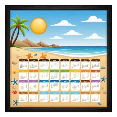 calendario playero con los dias y el mes sticker